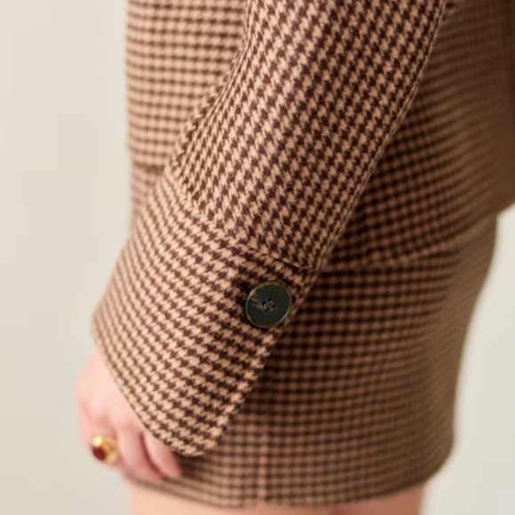Mervin Short Coat Jacket in Brown Houndstooth Wool Size 4 NWT - Picture 4 of 16